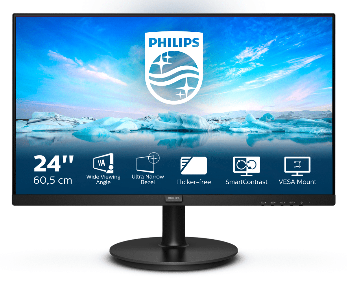 Монитор LCD 23.8'' 16:9 1920х1080(FHD) VA, nonGLARE, 75 Hz, 250 cd/m2, H178°/V178°, 3000:1, 16.7M, 4ms, VGA, HDMI, Tilt, Black